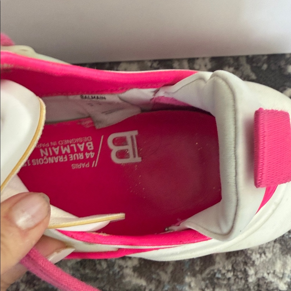 Balmain Women's Sneakers in Pink and Cream - Picture 3 of 5